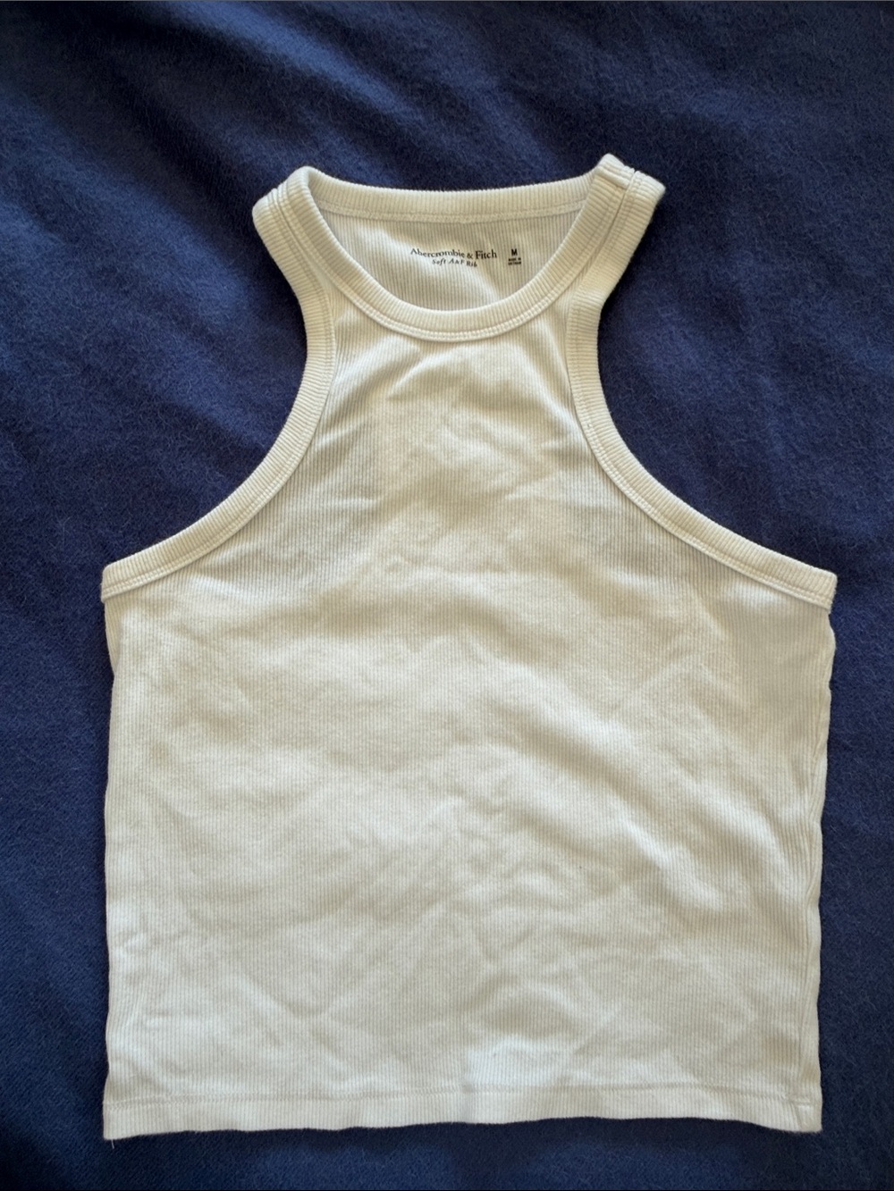 Abercrombie Scuba Neck White Ribbed Racerback Tank Top